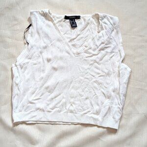 Forever 21 V-neck Sleeveless Knit Cropped Top Cream